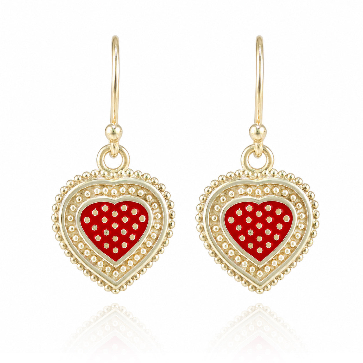 Red Heart Drop Earrings