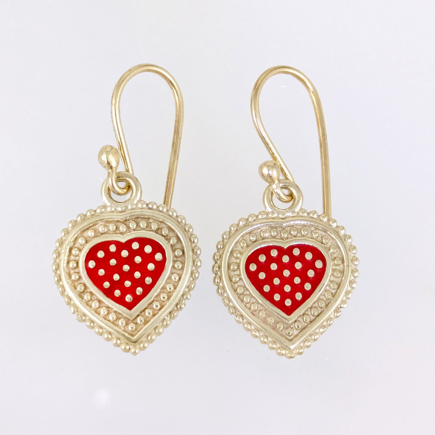 Red Heart Drop Earrings