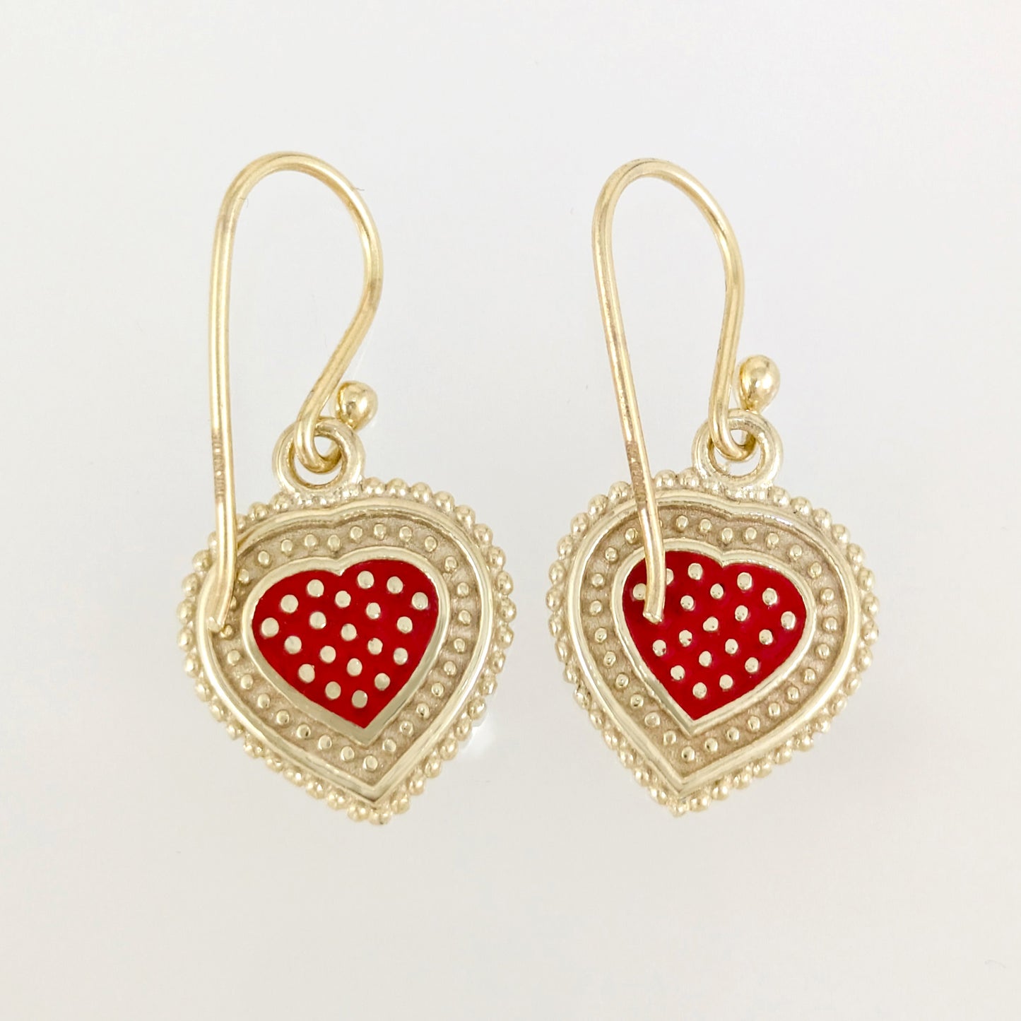 Red Heart Drop Earrings