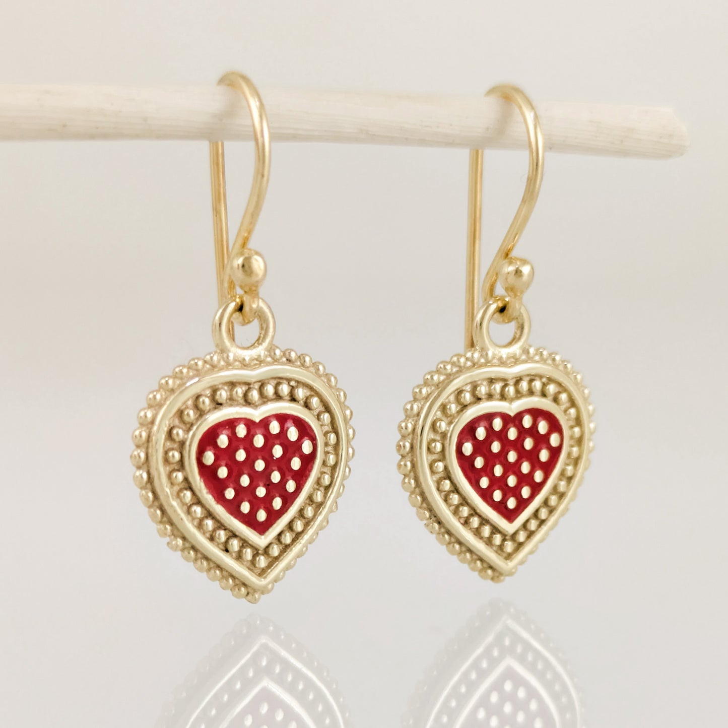 Red Heart Drop Earrings