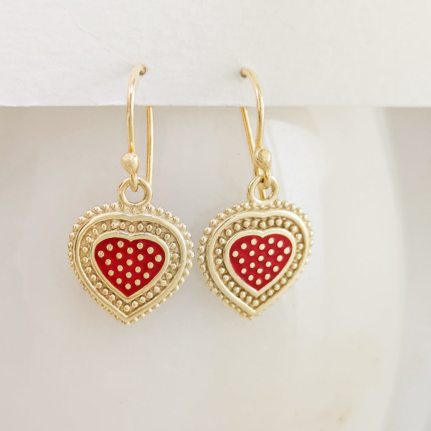 Red Heart Drop Earrings