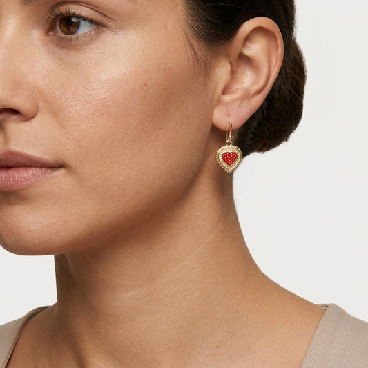 Red Heart Drop Earrings