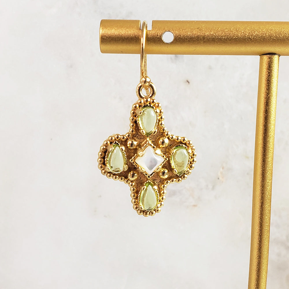 Enchanting Peridot Cross Byzantine Gemstone Earrings