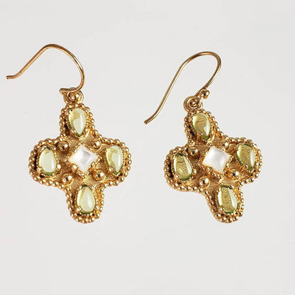 Enchanting Peridot Cross Byzantine Gemstone Earrings - TurkishBling