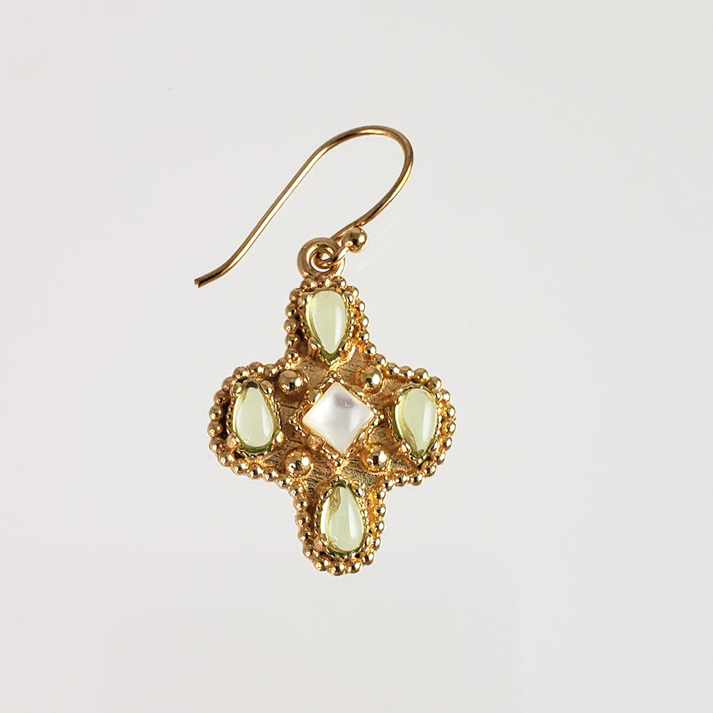 Enchanting Peridot Cross Byzantine Gemstone Earrings