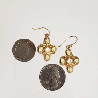 Enchanting Peridot Cross Byzantine Gemstone Earrings - TurkishBling