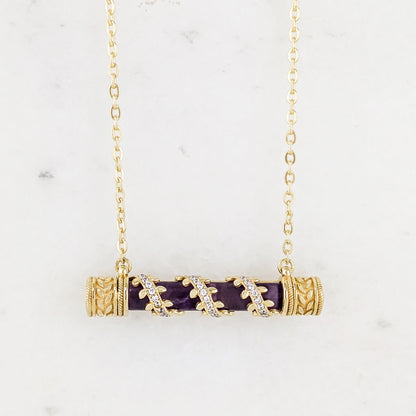Crystal-Accented Bar Necklace with Gemstone Options / Prayer necklace
