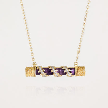 Crystal-Accented Bar Necklace with Gemstone Options / Prayer necklace