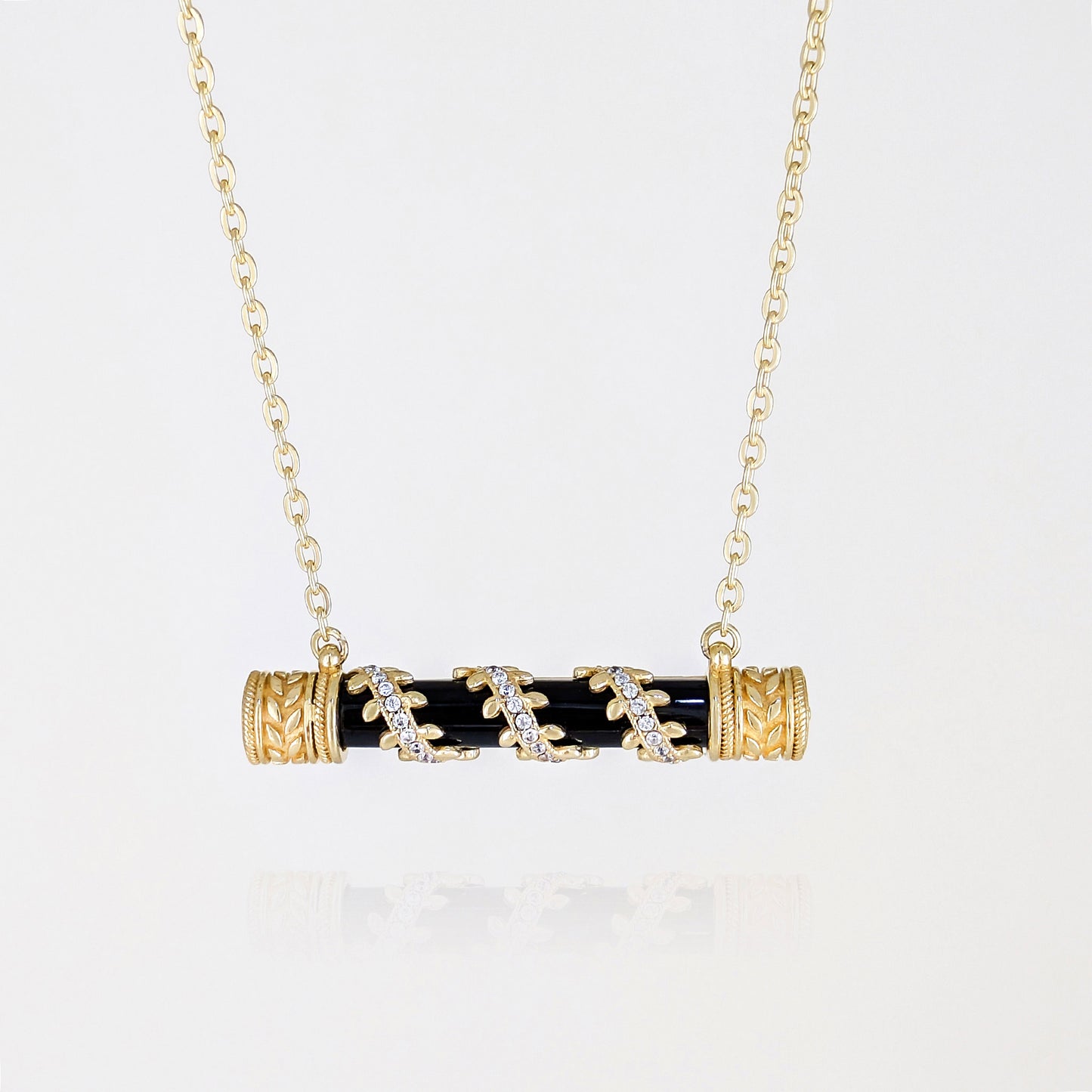 Crystal-Accented Bar Necklace with Gemstone Options / Prayer necklace