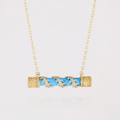 Crystal-Accented Bar Necklace with Gemstone Options / Prayer necklace