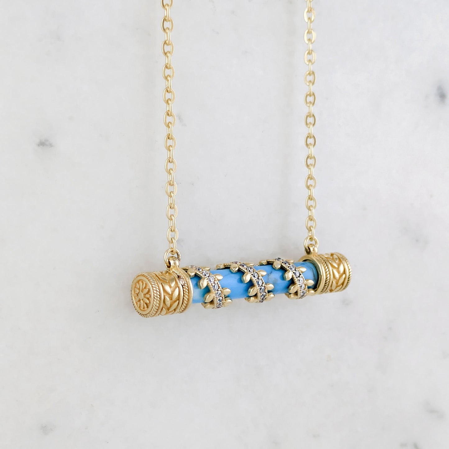 Crystal-Accented Bar Necklace with Gemstone Options / Prayer necklace