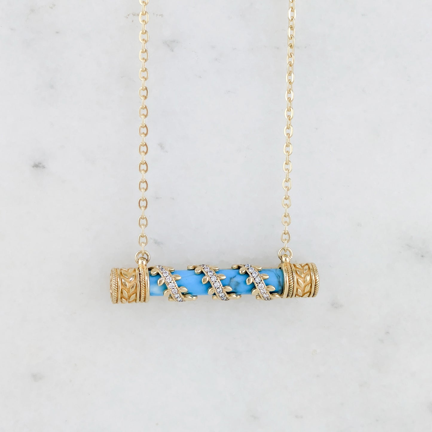 Crystal-Accented Bar Necklace with Gemstone Options / Prayer necklace