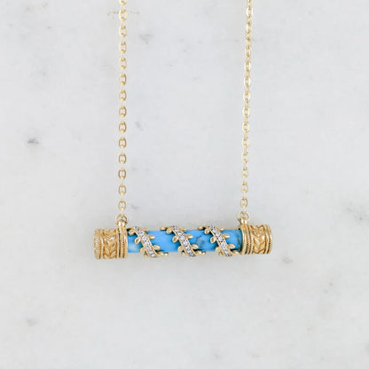 Crystal-Accented Bar Necklace with Gemstone Options / Prayer necklace