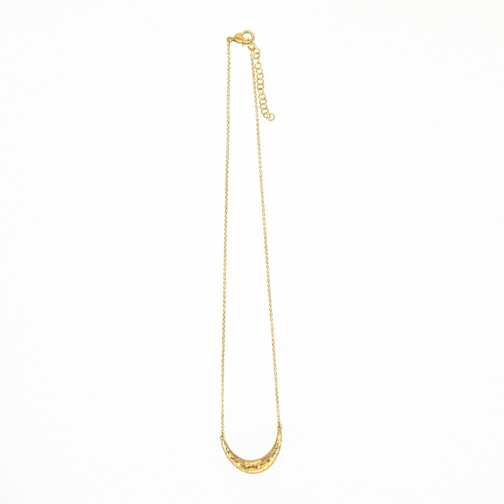 Hammered Crescent Pendant Necklace Minimalist Jewelry