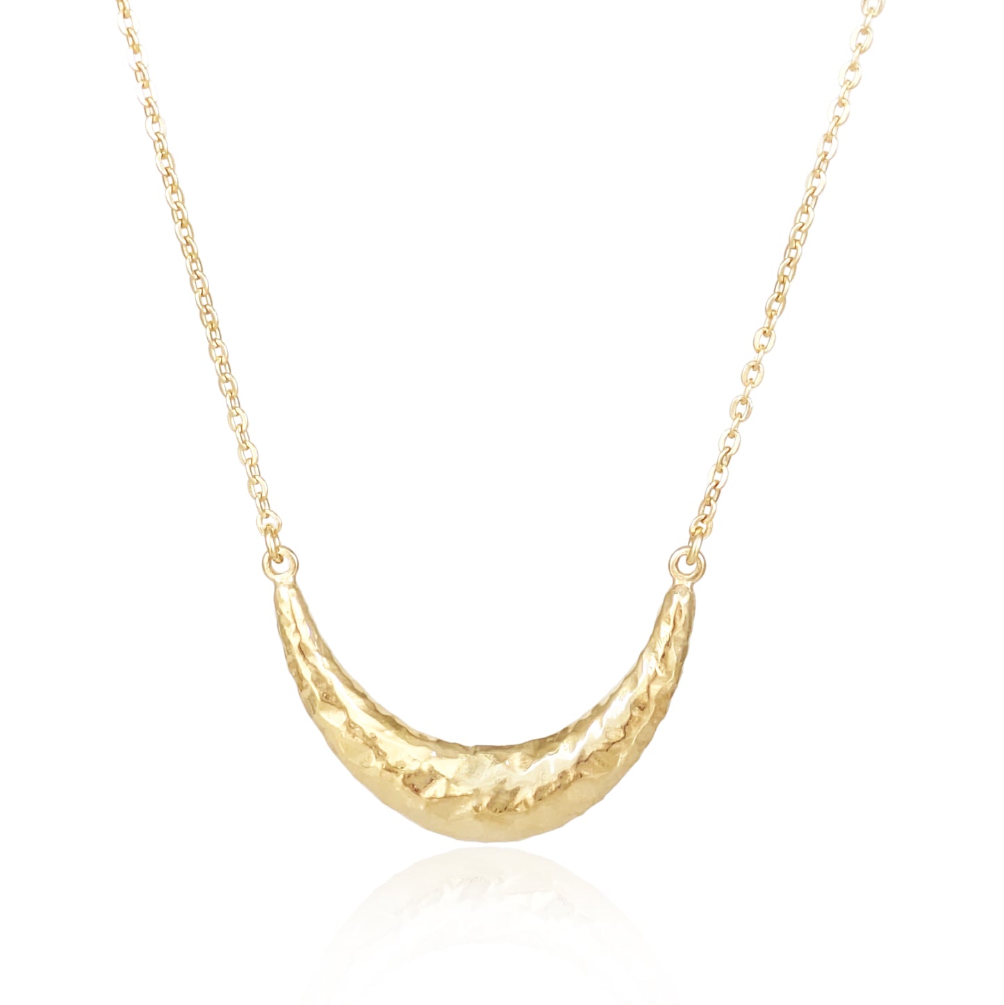 Hammered Crescent Pendant Necklace Minimalist Jewelry