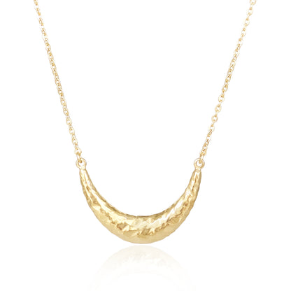 Hammered Crescent Pendant Necklace Minimalist Jewelry