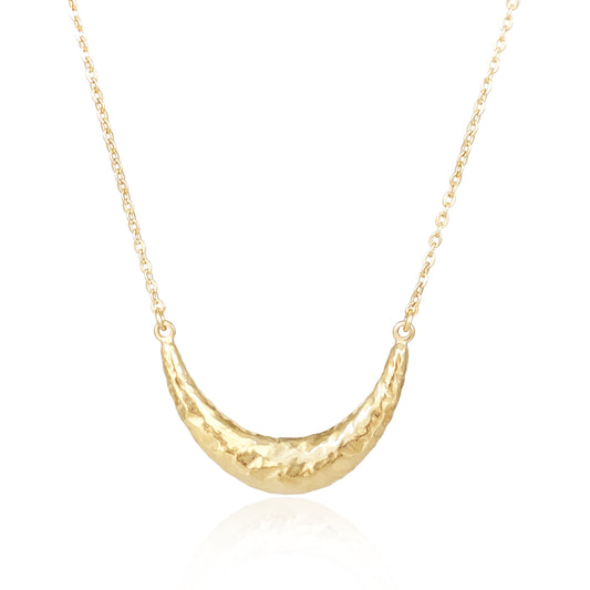 Hammered Crescent Pendant Necklace Minimalist Jewelry