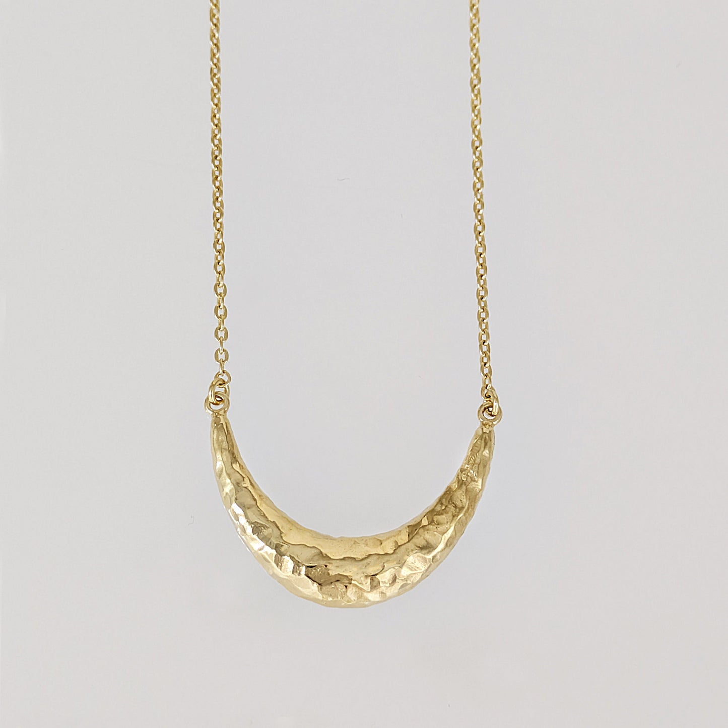 Hammered Crescent Pendant Necklace Minimalist Jewelry