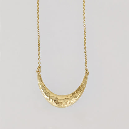 Hammered Crescent Pendant Necklace Minimalist Jewelry