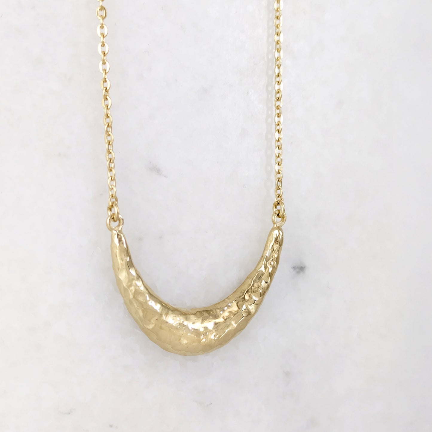 Hammered Crescent Pendant Necklace Minimalist Jewelry