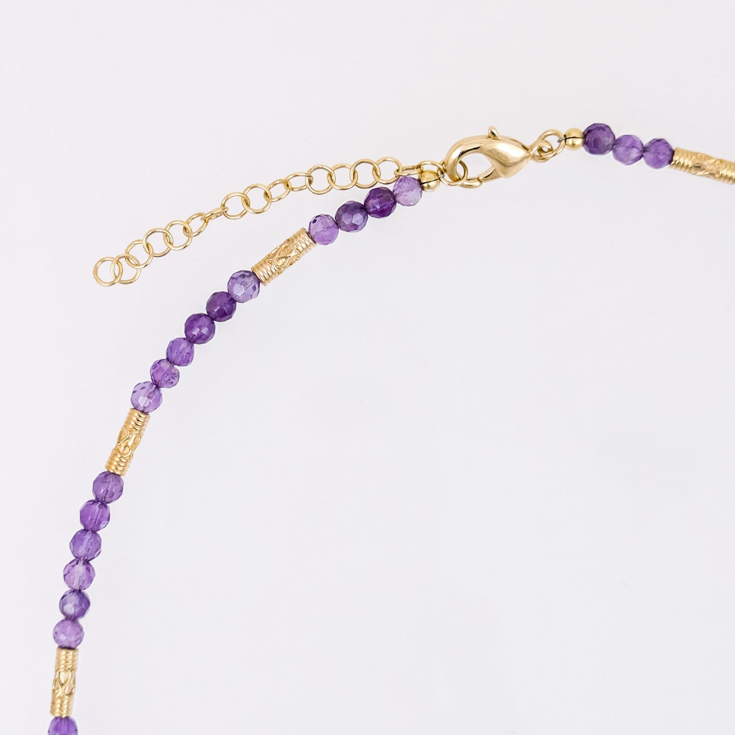 Amethyst Beaded Gold Accent Necklace