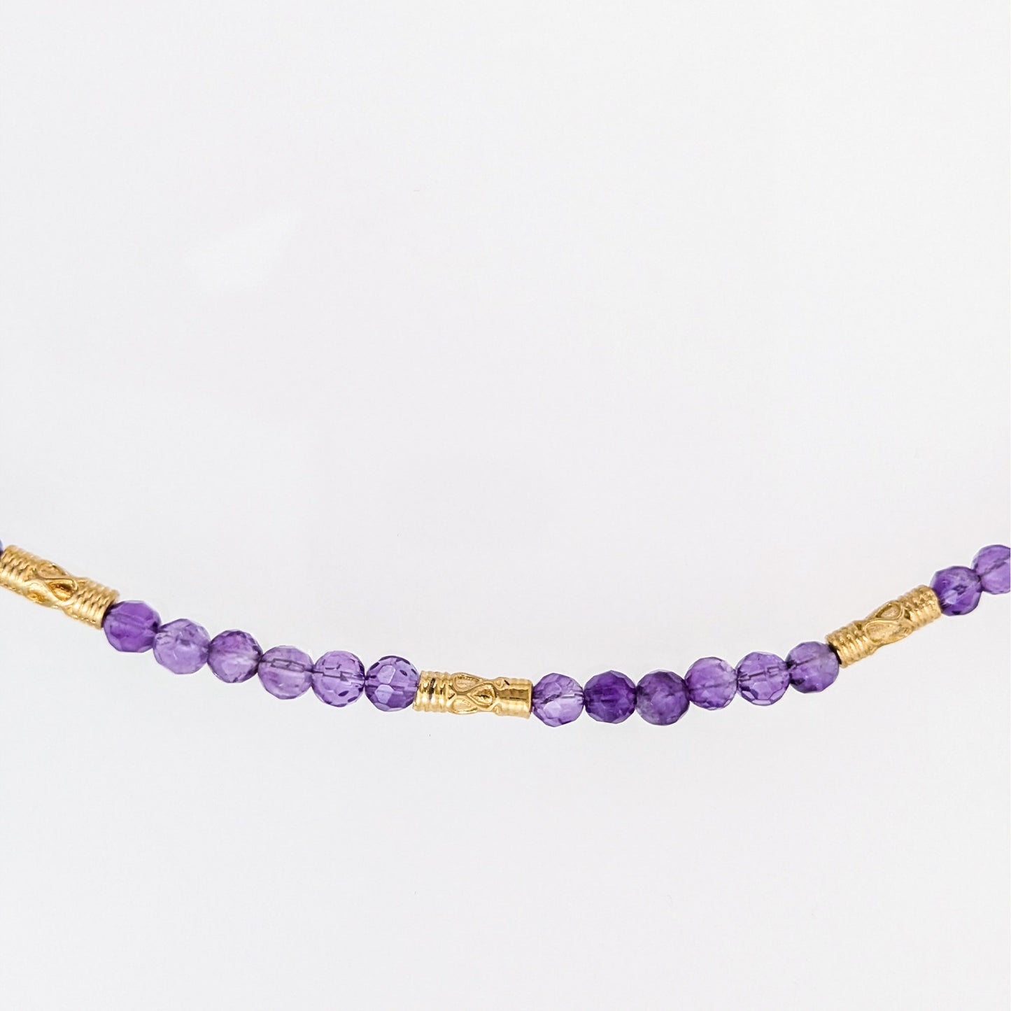 Amethyst Beaded Gold Accent Necklace