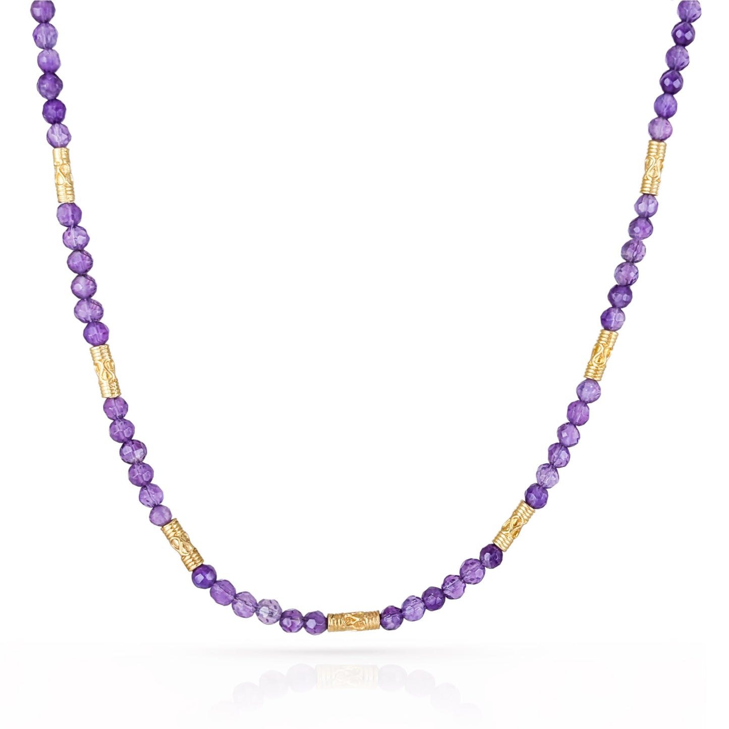 Amethyst Beaded Gold Accent Necklace