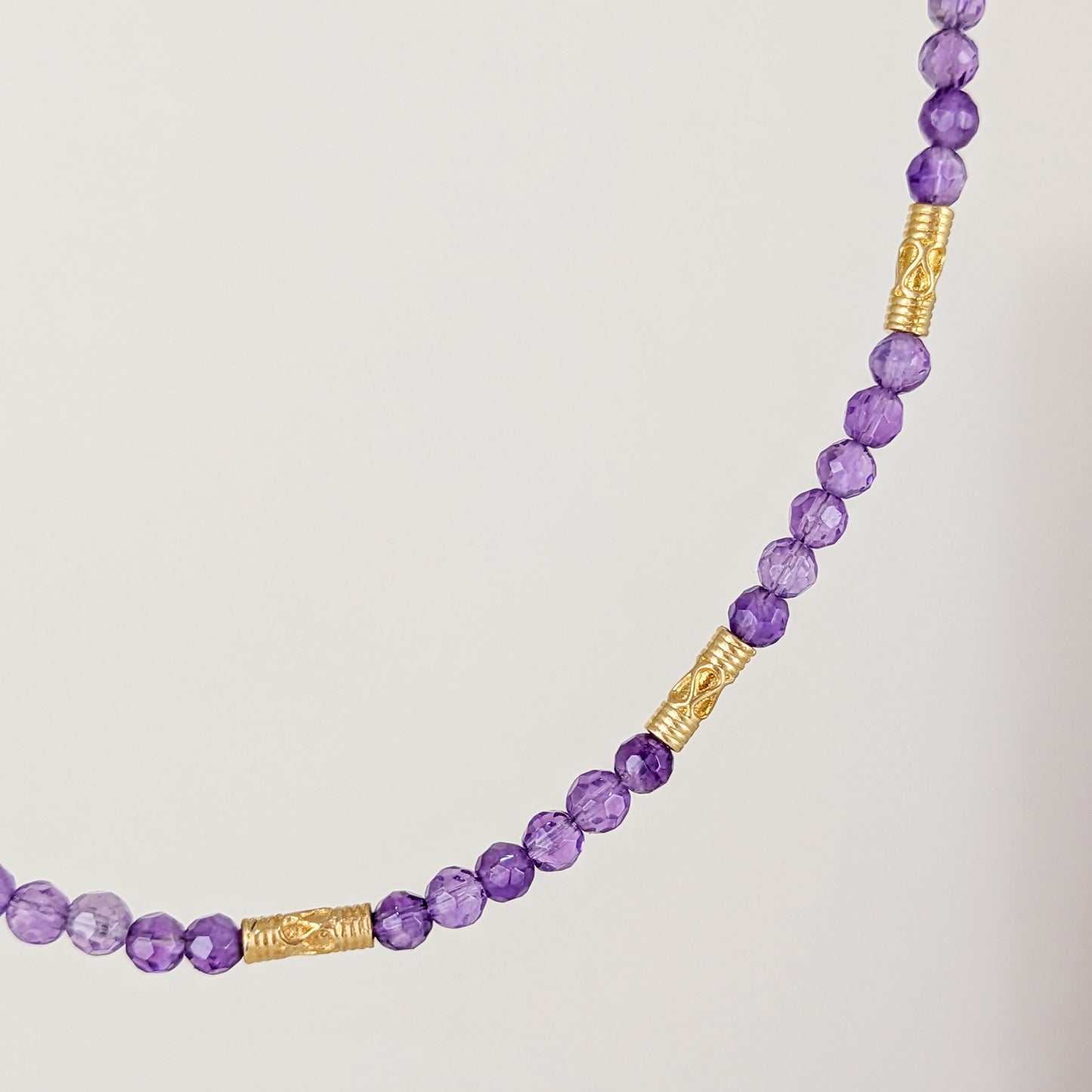Amethyst Beaded Gold Accent Necklace