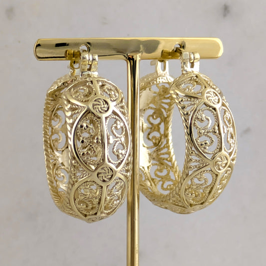 Filigree Hoop Earrings – Intricate Gold Statement Hoops