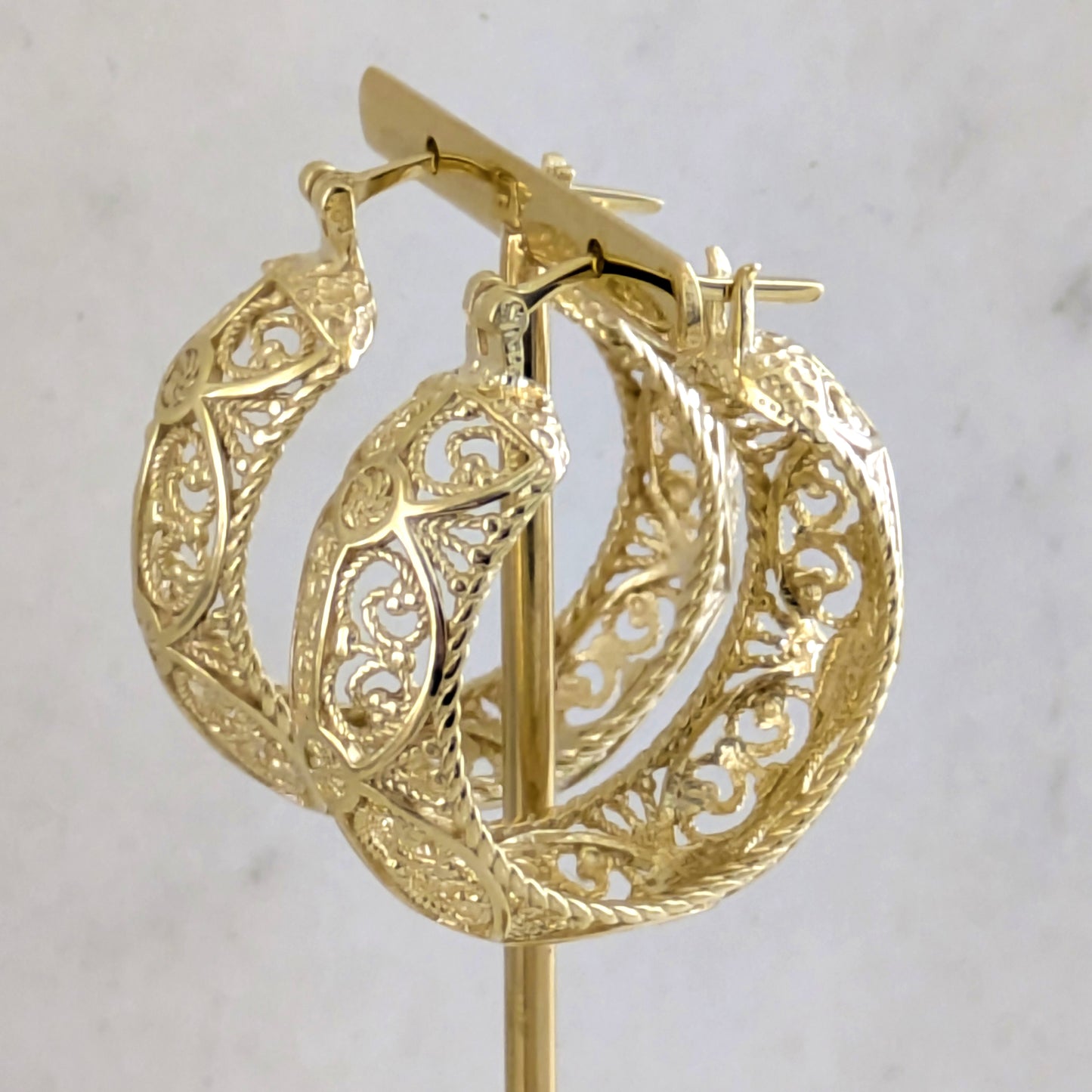 Filigree Hoop Earrings – Intricate Gold Statement Hoops
