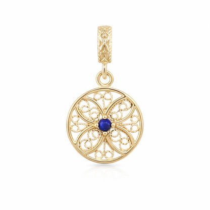 Blue Crystal Filigree Pendant Charm