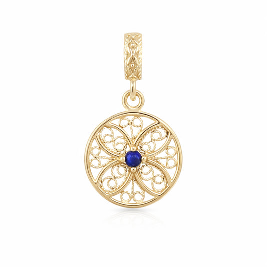 Blue Crystal Filigree Pendant Charm