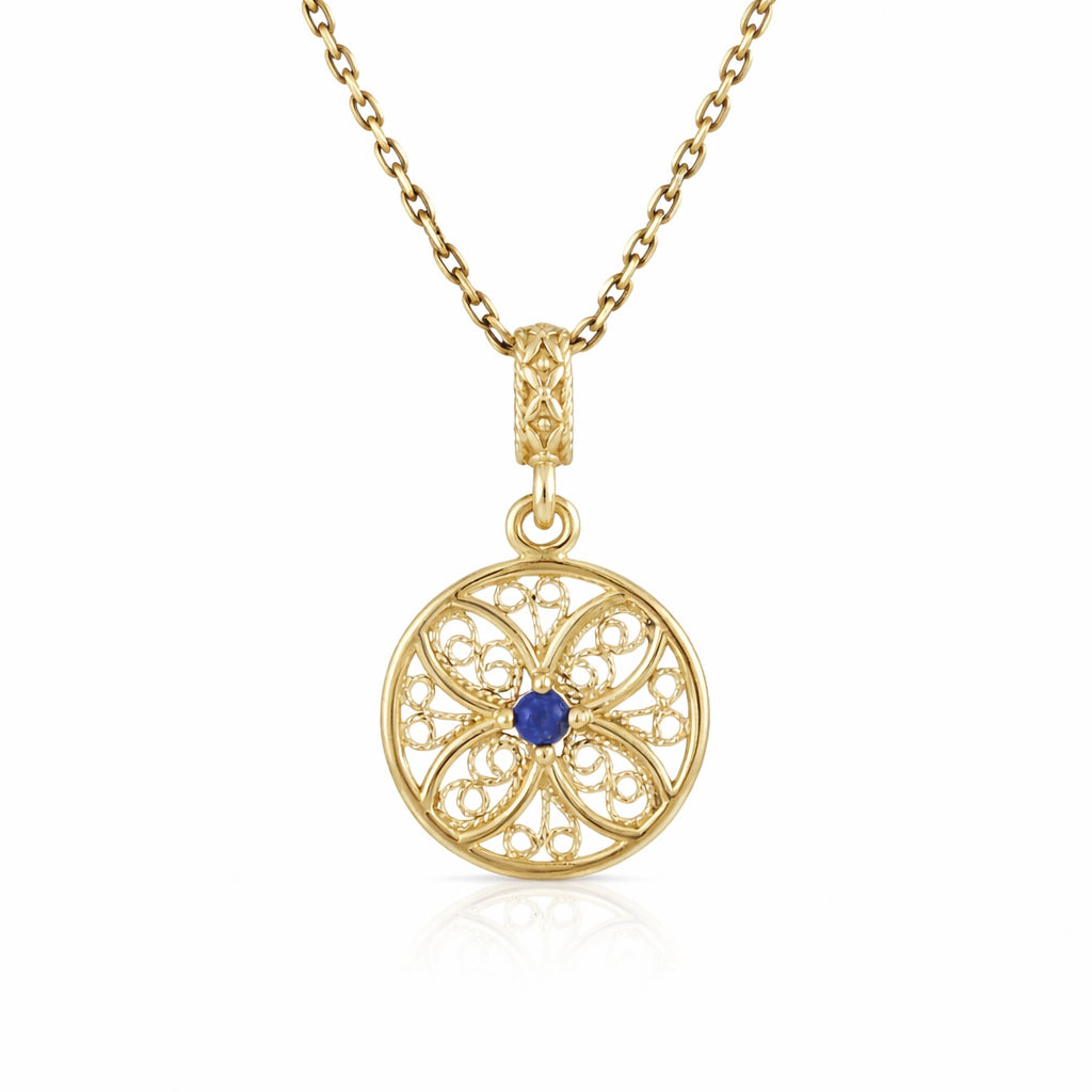 Blue Crystal Filigree Pendant Charm