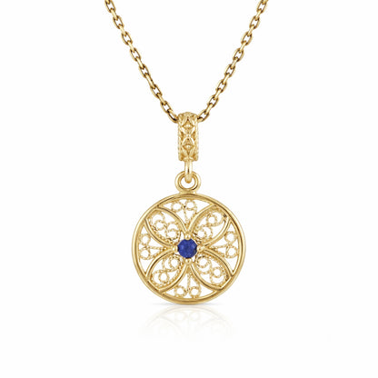 Blue Crystal Filigree Pendant Charm