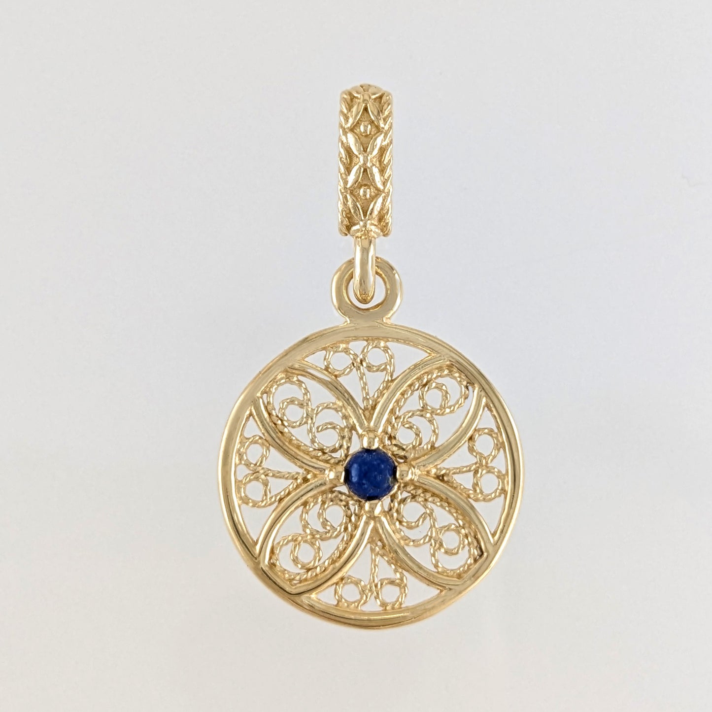 Blue Crystal Filigree Pendant Charm