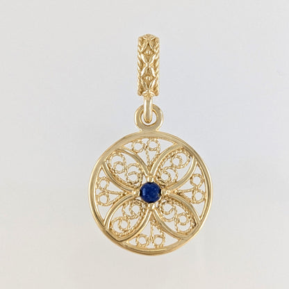 Blue Crystal Filigree Pendant Charm