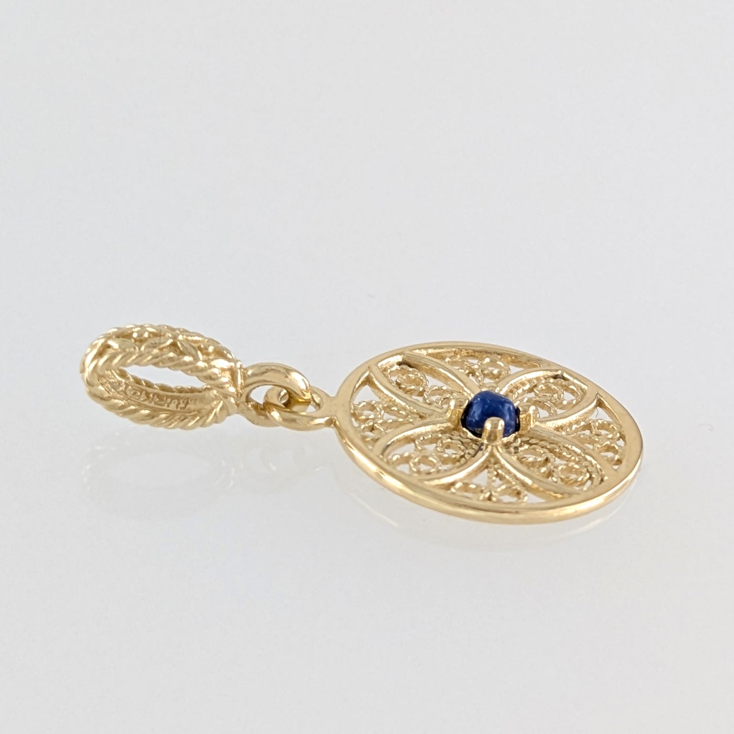 Blue Crystal Filigree Pendant Charm