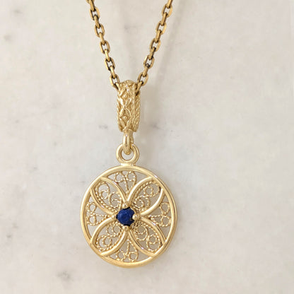 Blue Crystal Filigree Pendant Charm