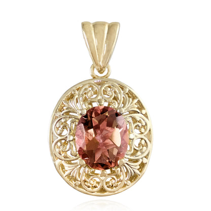 Scrollwork Pendant with Zultanite, Morganite and Tanzanite Colored Oval Quartz Gemstone
