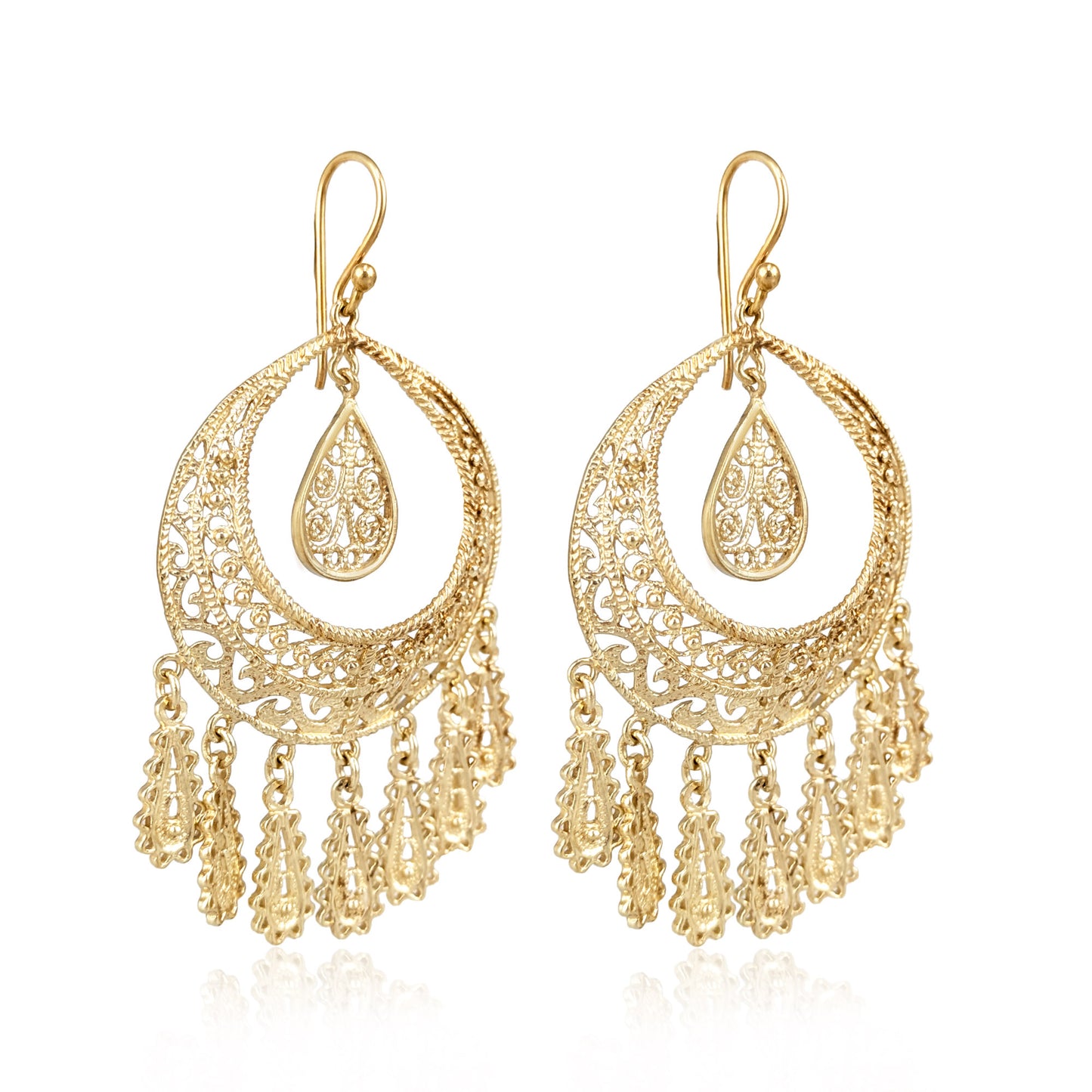 Crescent Filigree Chandelier Earrings Large