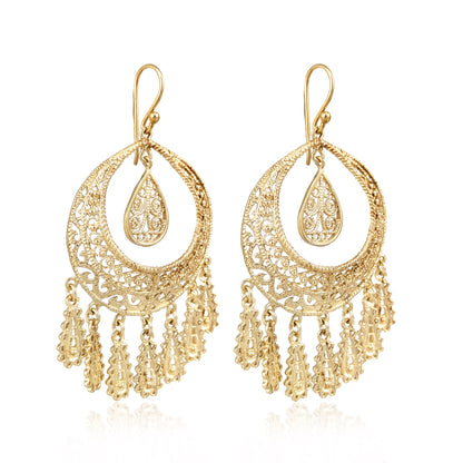 Crescent Filigree Chandelier Earrings Large