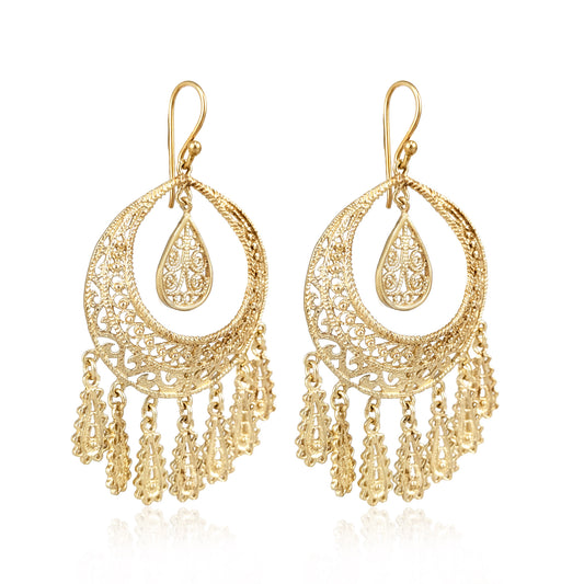 Crescent Filigree Chandelier Earrings Large