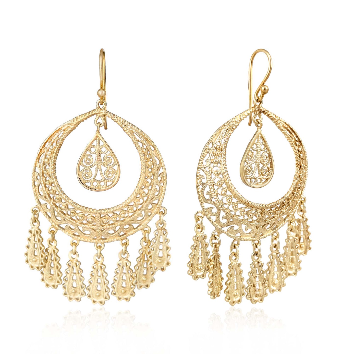Crescent Filigree Chandelier Earrings Large