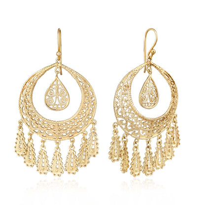 Crescent Filigree Chandelier Earrings Large