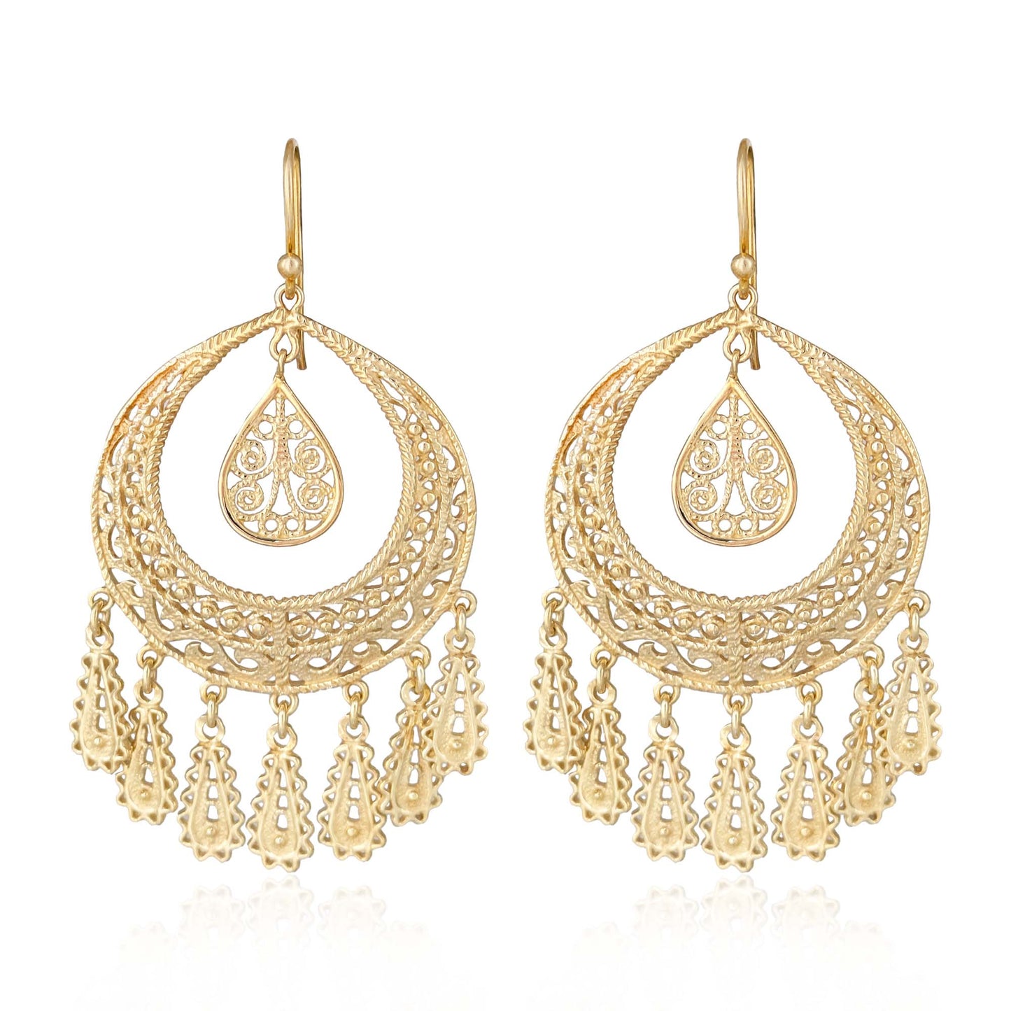 Crescent Filigree Chandelier Earrings Large