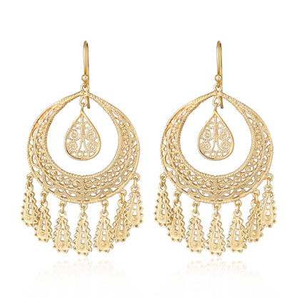 Crescent Filigree Chandelier Earrings Large