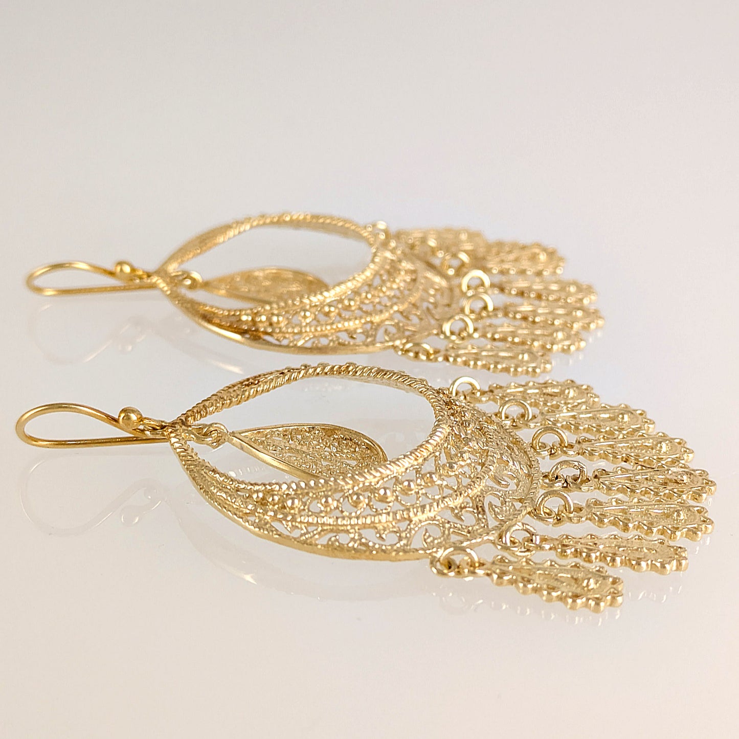 Crescent Filigree Chandelier Earrings Large