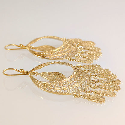 Crescent Filigree Chandelier Earrings Large