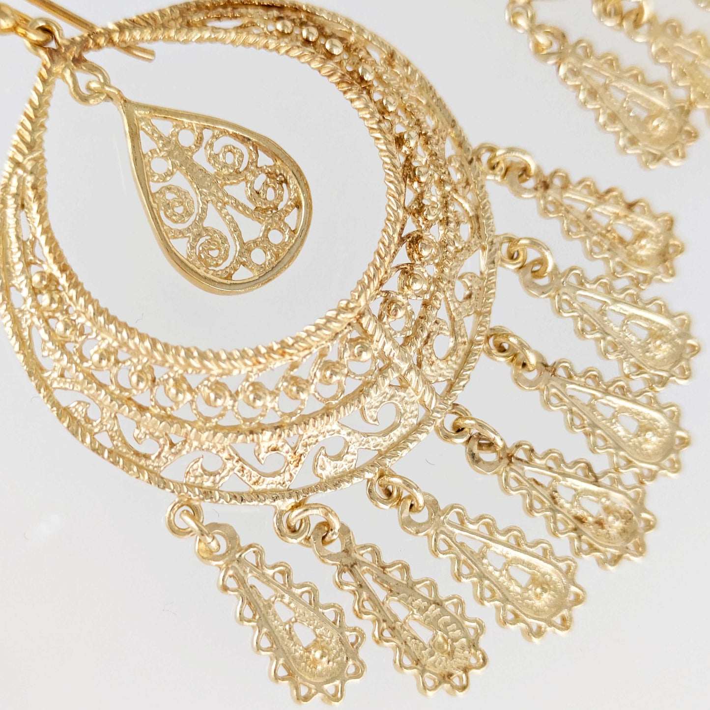 Crescent Filigree Chandelier Earrings Large