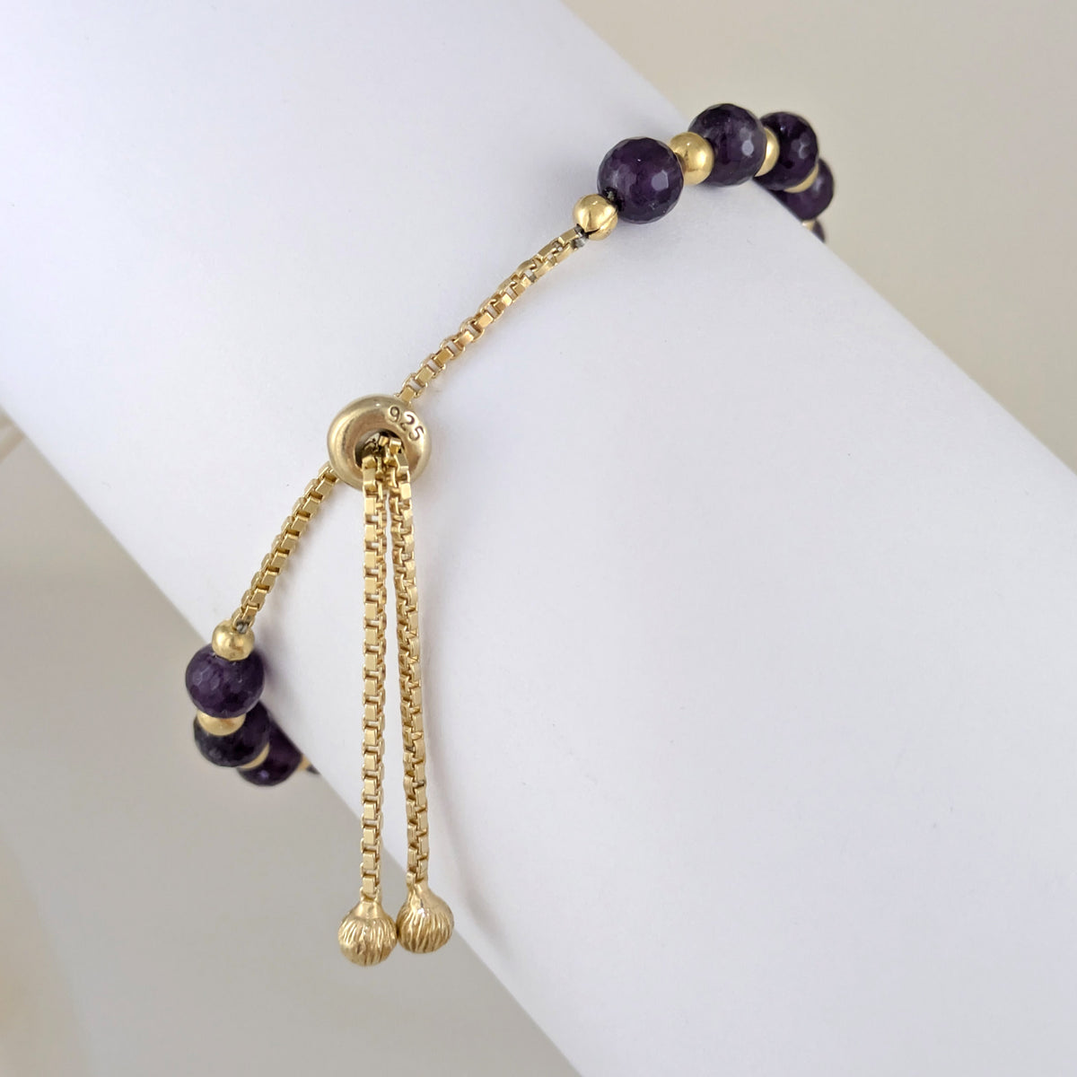 Filigree Cross Bracelet with Amethyst Beads